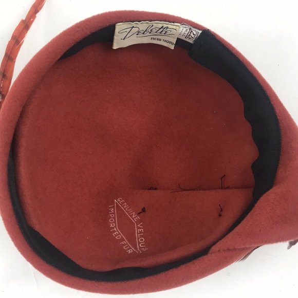 Vintage 1940s Debette Women\'s Hat Velour 22 1/2